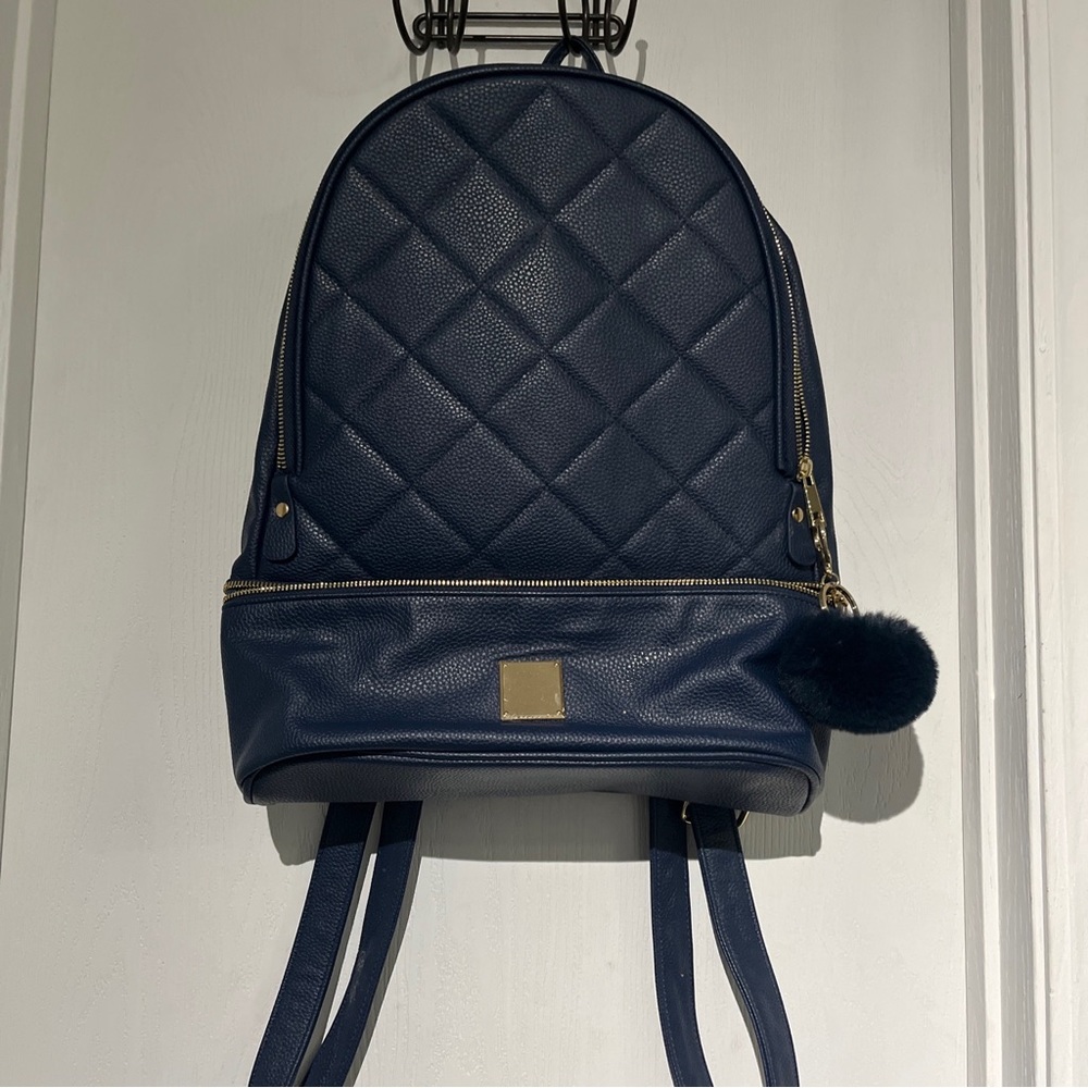 Women’s faux leather backpack quilted blue